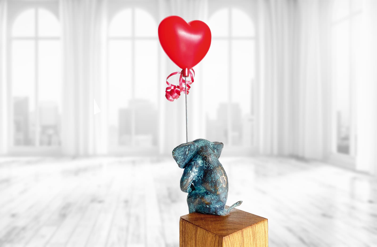 For my great love, Bronze Skulptur mit Herz von E. Wähning