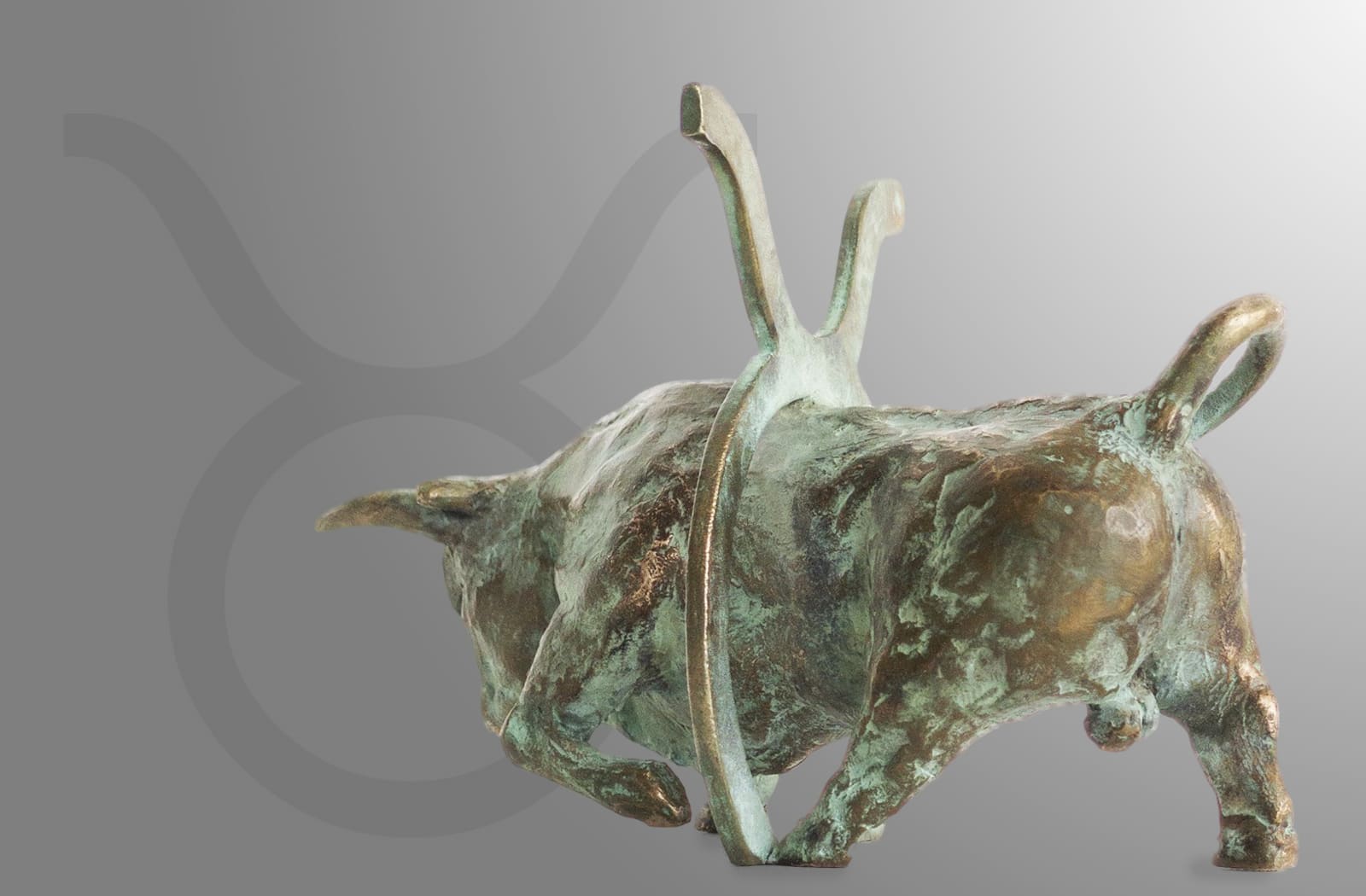 Stier Sternkreiszeichen, limitierte Bronze-Skulptur von E. Wähning