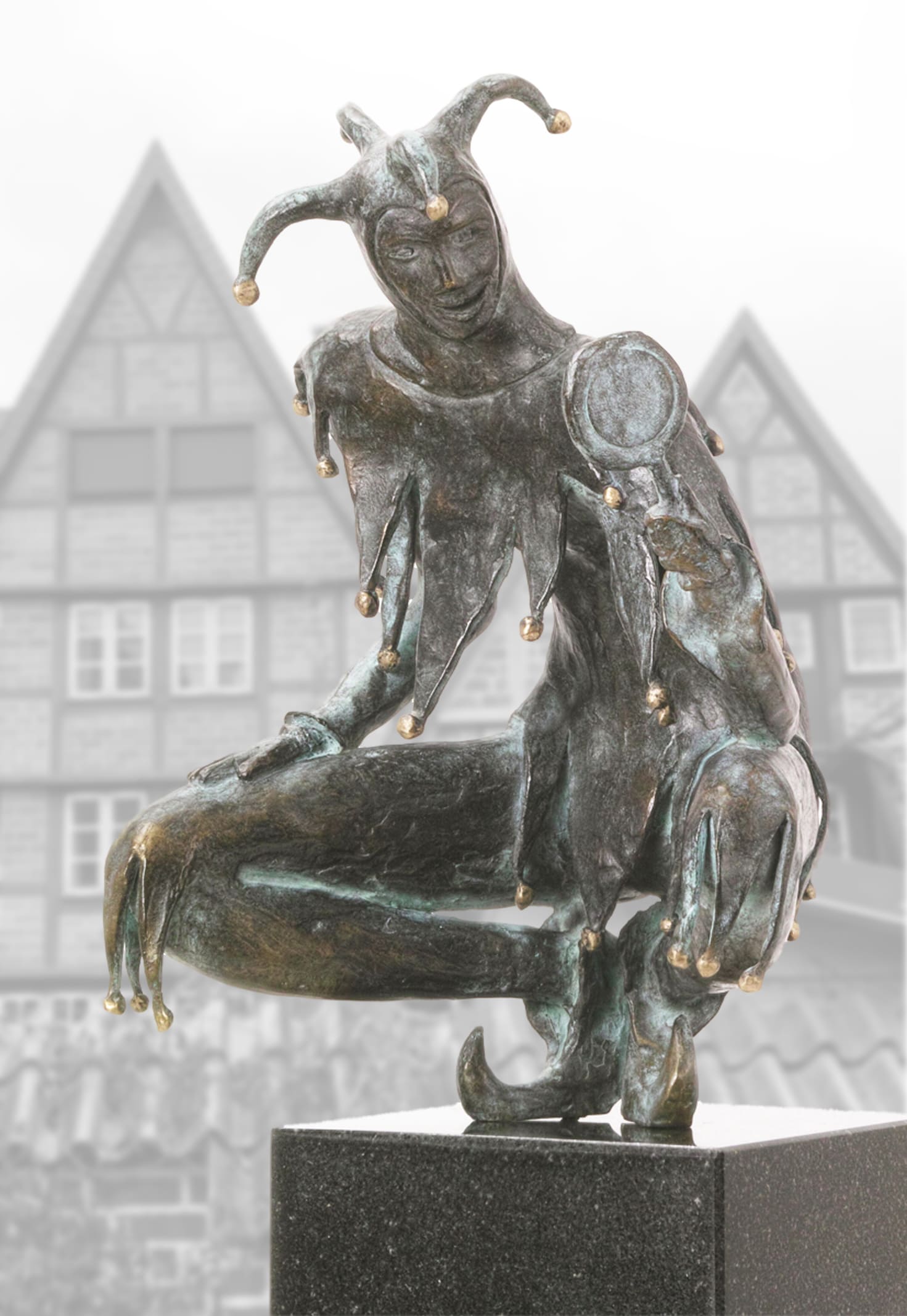Till Eulenspiegel, limitierte  Bronze-Skulptur von E. Wähning