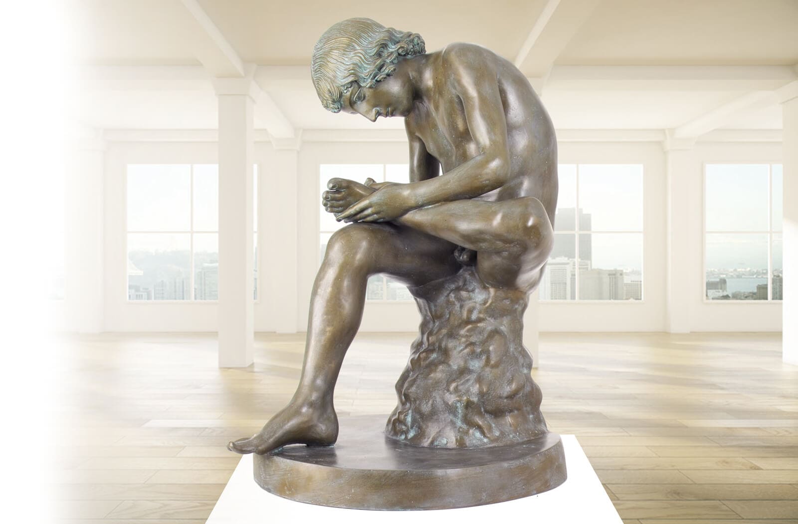 Der Dornauszieher, Spinario, Bronze-Museumsreproduktion in Originalgröße.