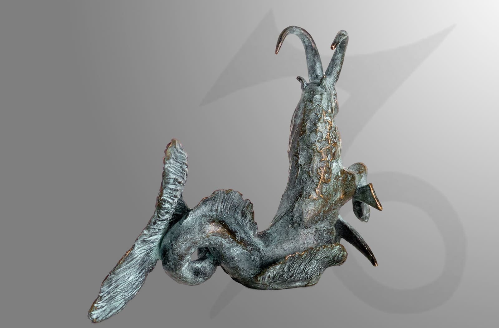 Steinbock Sternkreiszeichen, limitierte Bronze-Skulptur von E. Wähning