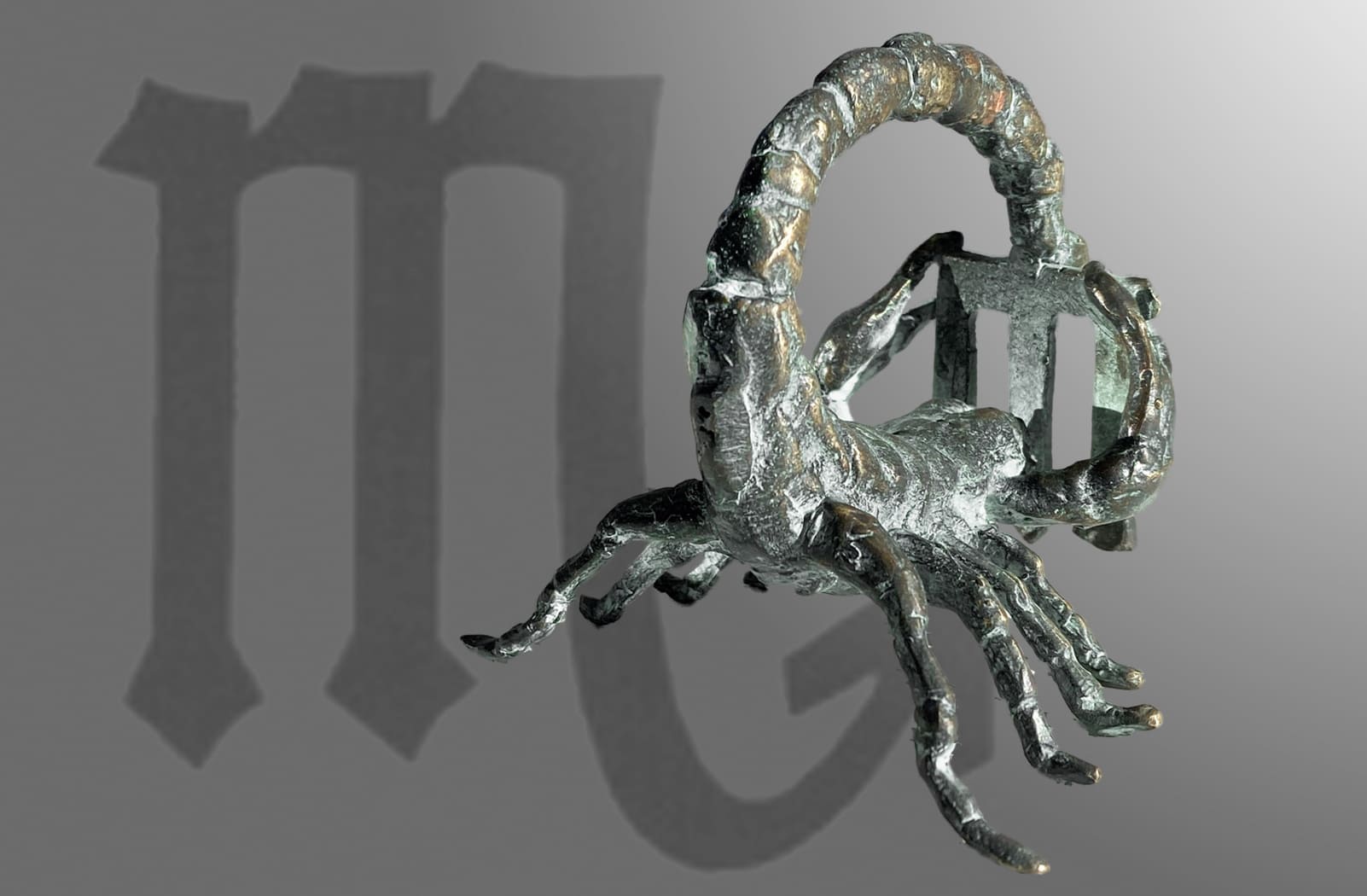 Skorpion Sternkreiszeichen, limitierte Bronze-Skulptur von E. Wähning