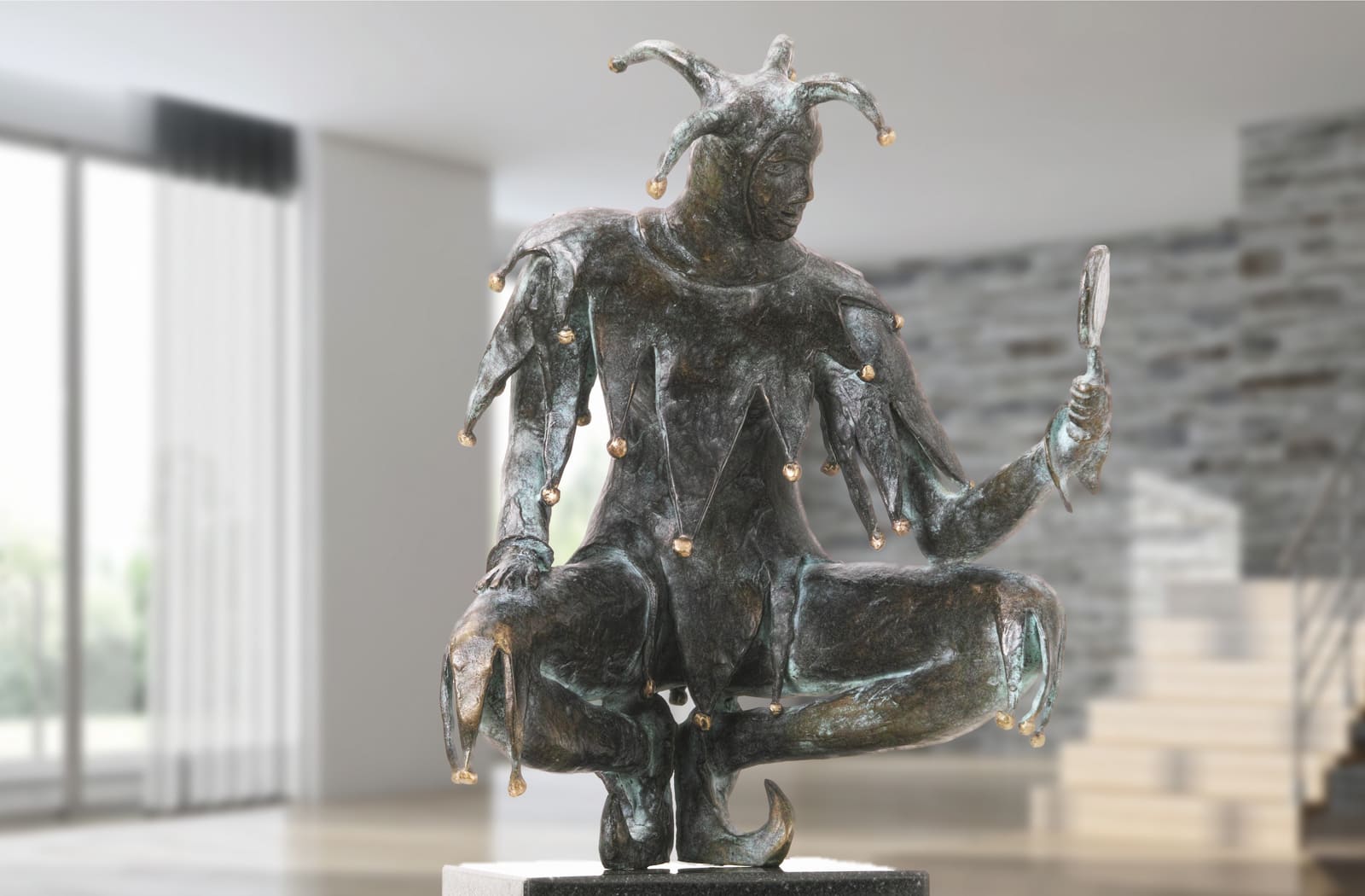 Till Eulenspiegel, limitierte  Bronze-Skulptur von E. Wähning
