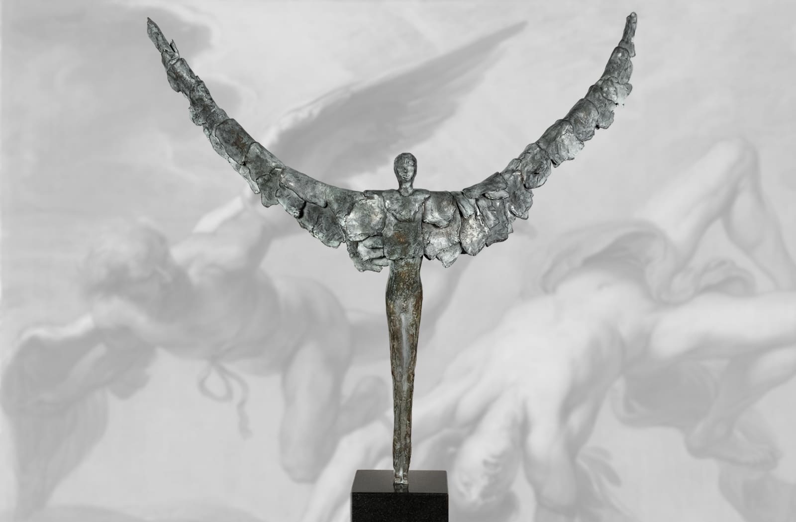 Ikarus der Absprung, limitierte Bronze-Skulptur von E. Wähning.