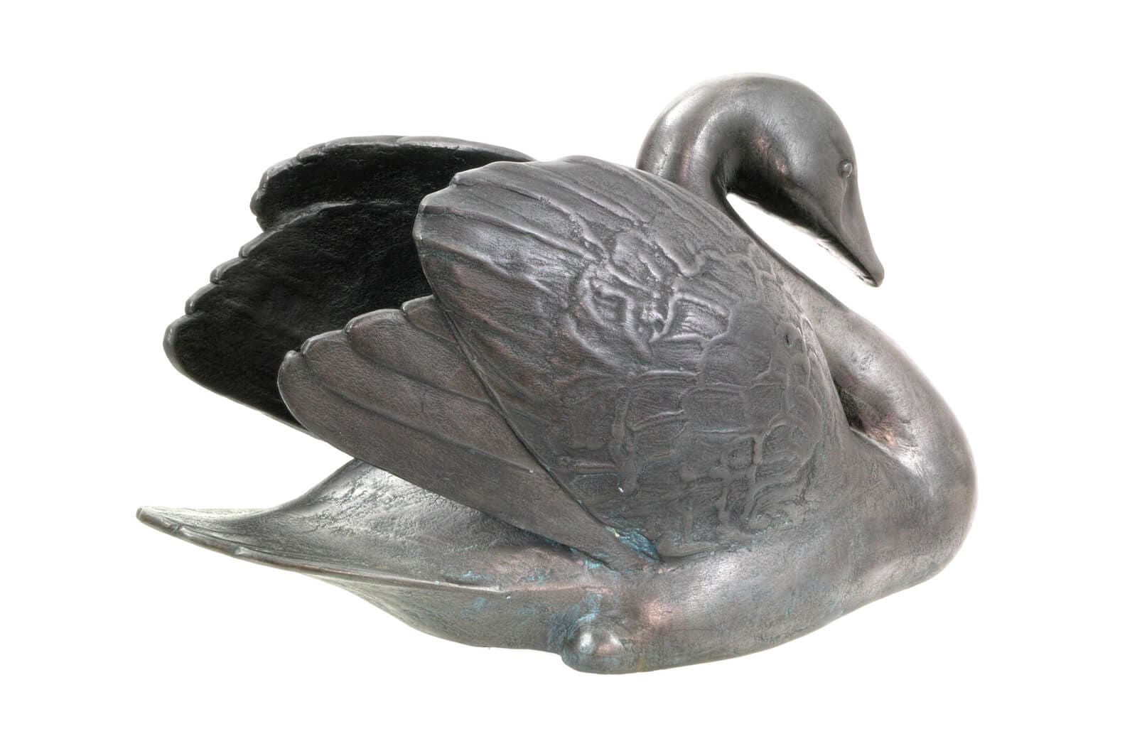Der schwarze Schwan, Kupfer-Skulptur.
