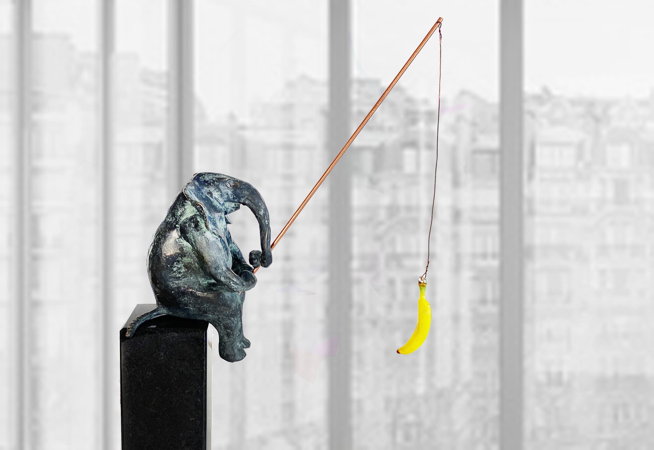 Fishing for friends, Bronze-Skulptur von E. Wähning