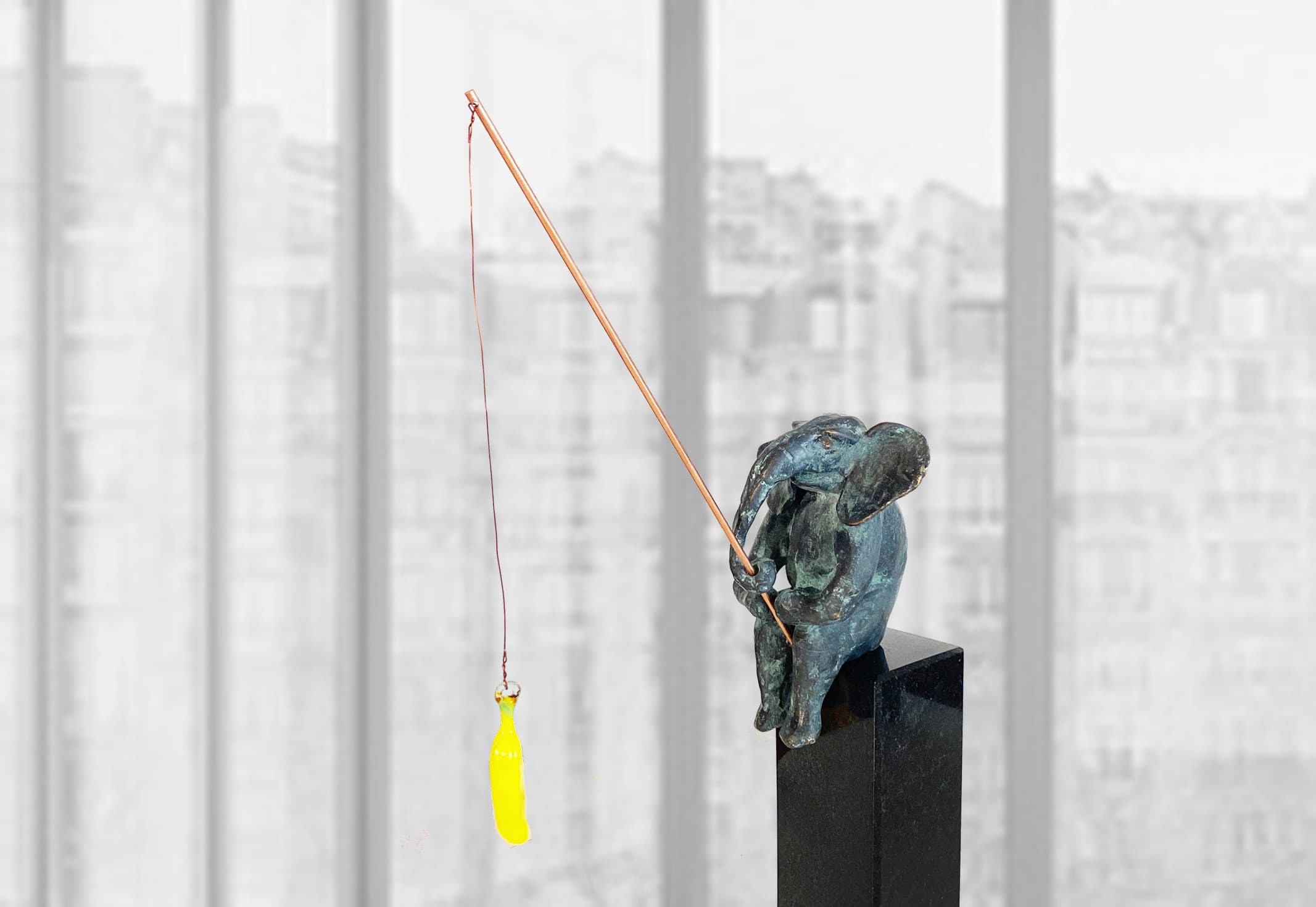 Fishing for friends, Bronze-Skulptur von E. Wähning