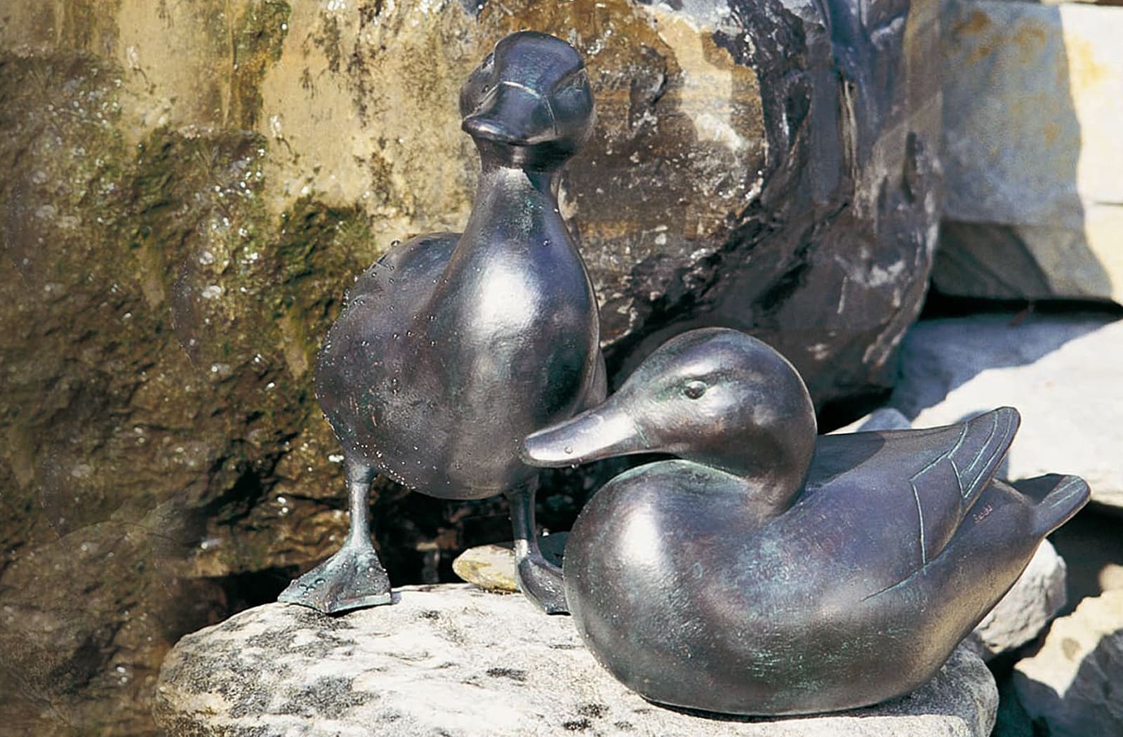 Stockentenpaar, Kupfer-Skulptur.