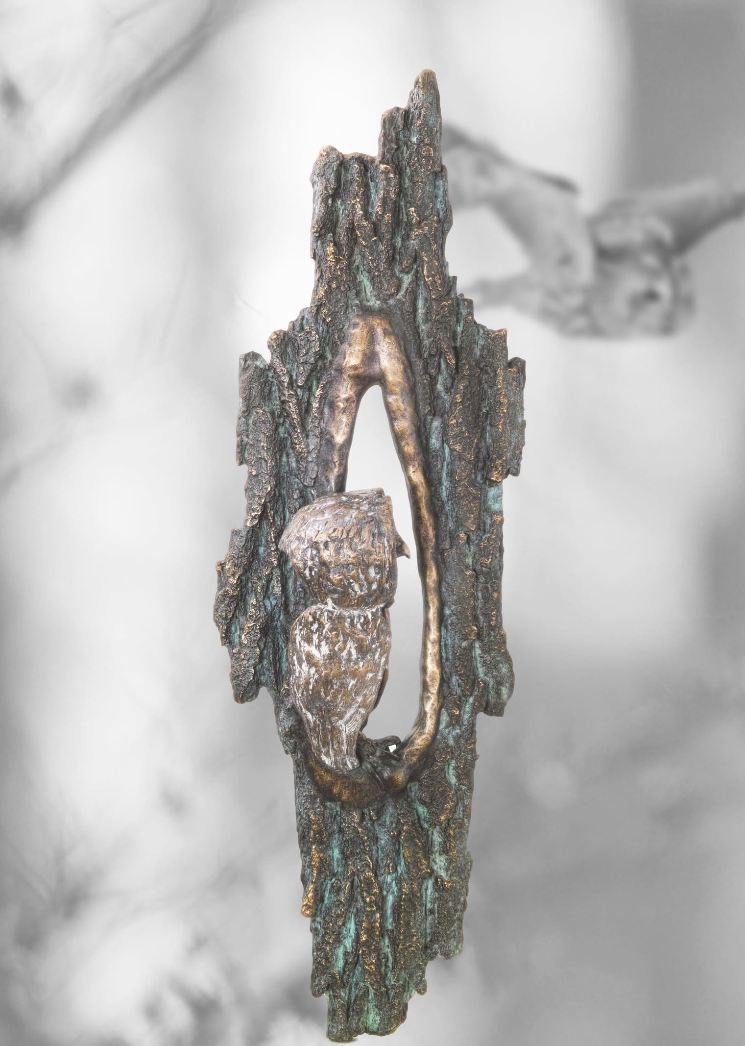 Der Waldkauz, limitierte Bronze-Skulptur von E. Wähning. Vogel des Jahres 2017.