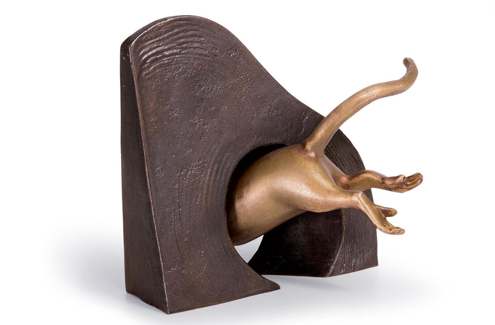 Maus flüchtend, Bronze-Skulptur.