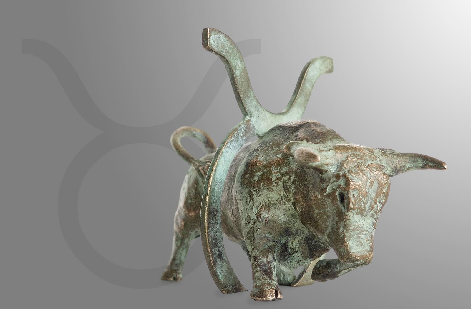 Stier Sternkreiszeichen, limitierte Bronze-Skulptur von E. Wähning