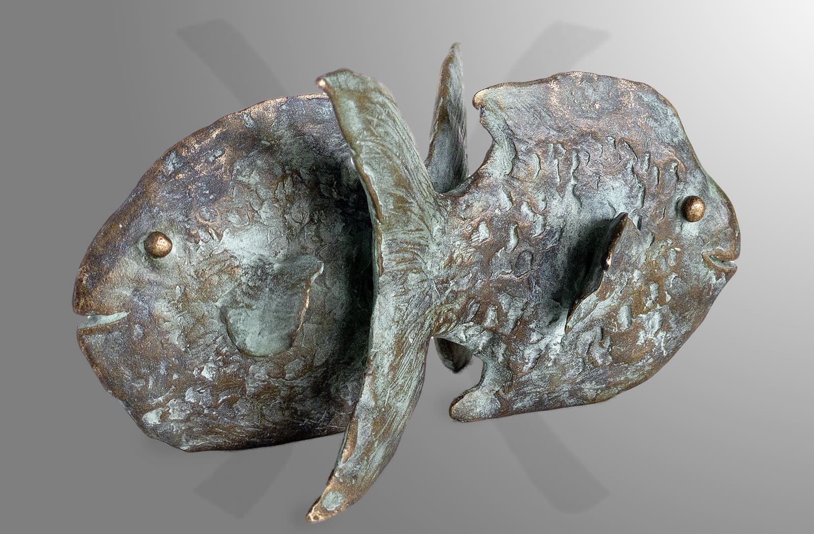 Fische Sternkreiszeichen, limitierte Bronze-Skulptur von E. Wähning