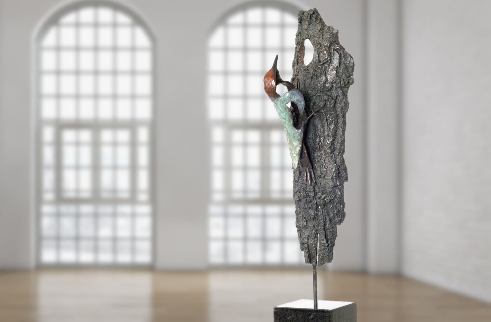 Der Grünspecht, limitierte Bronze-Skulptur von Eckhard Wähning.
