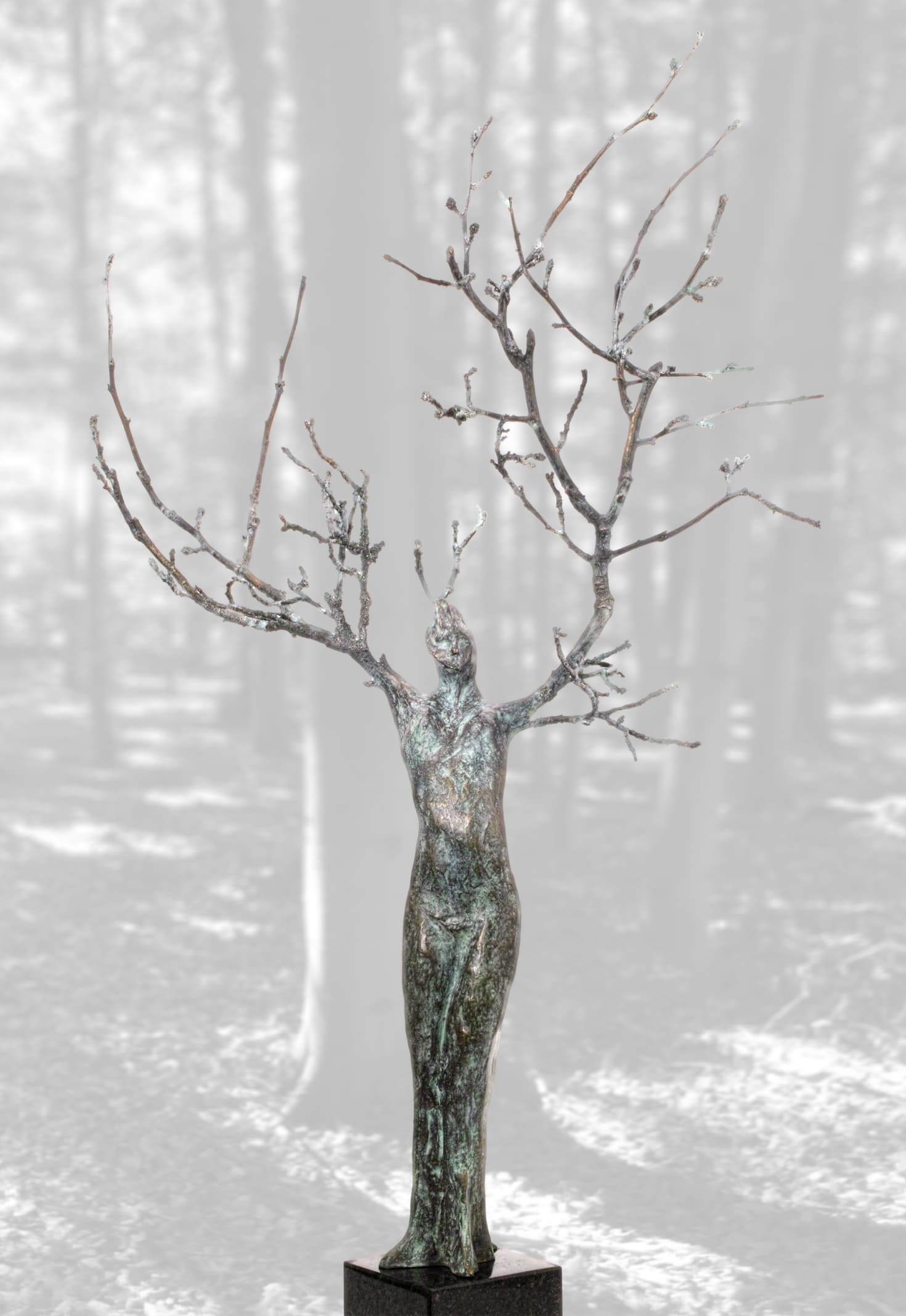 Die Daphne, Bronze-Skulptur von E. Wähning.