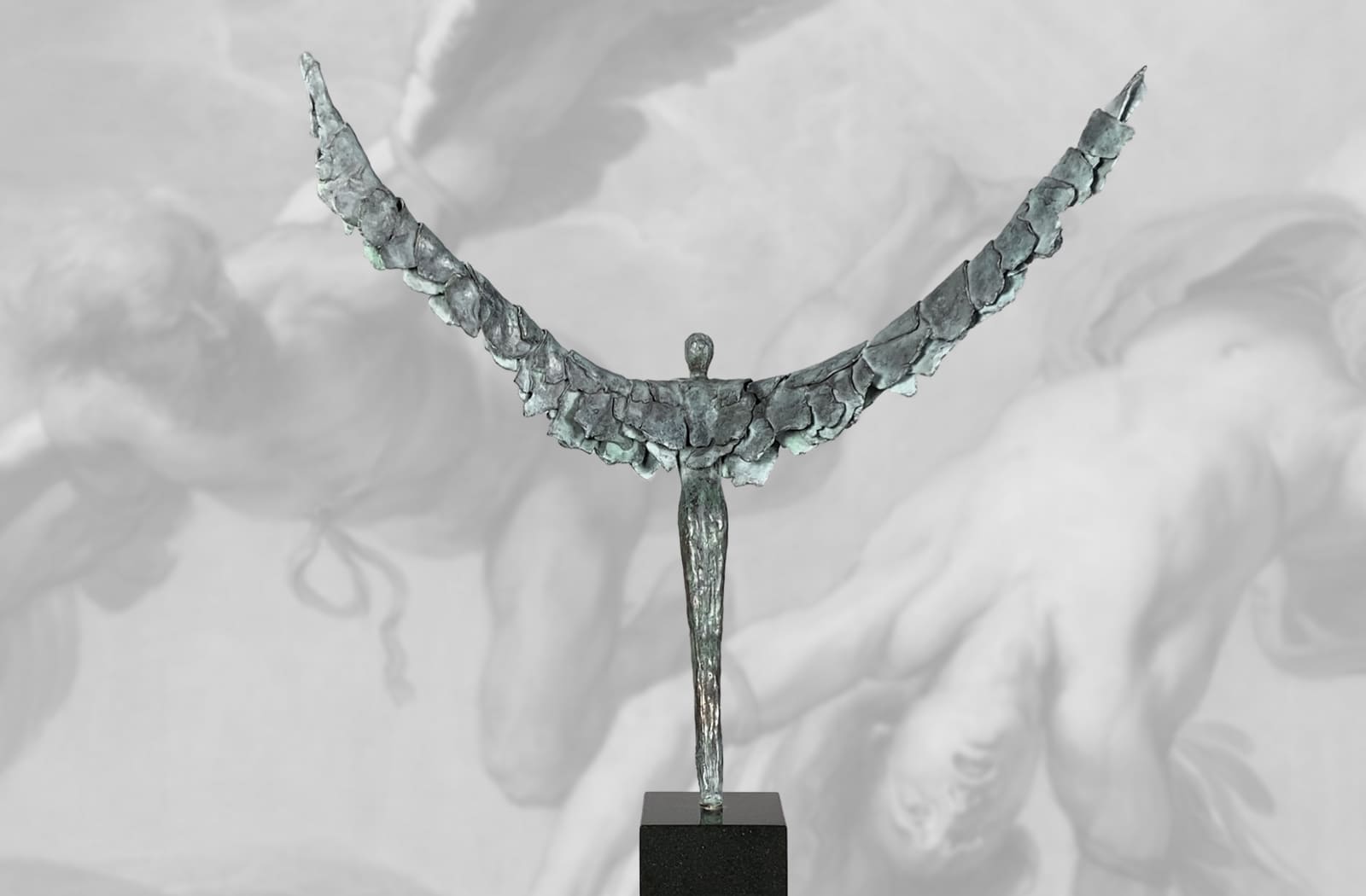 Ikarus der Absprung, limitierte Bronze-Skulptur von E. Wähning.