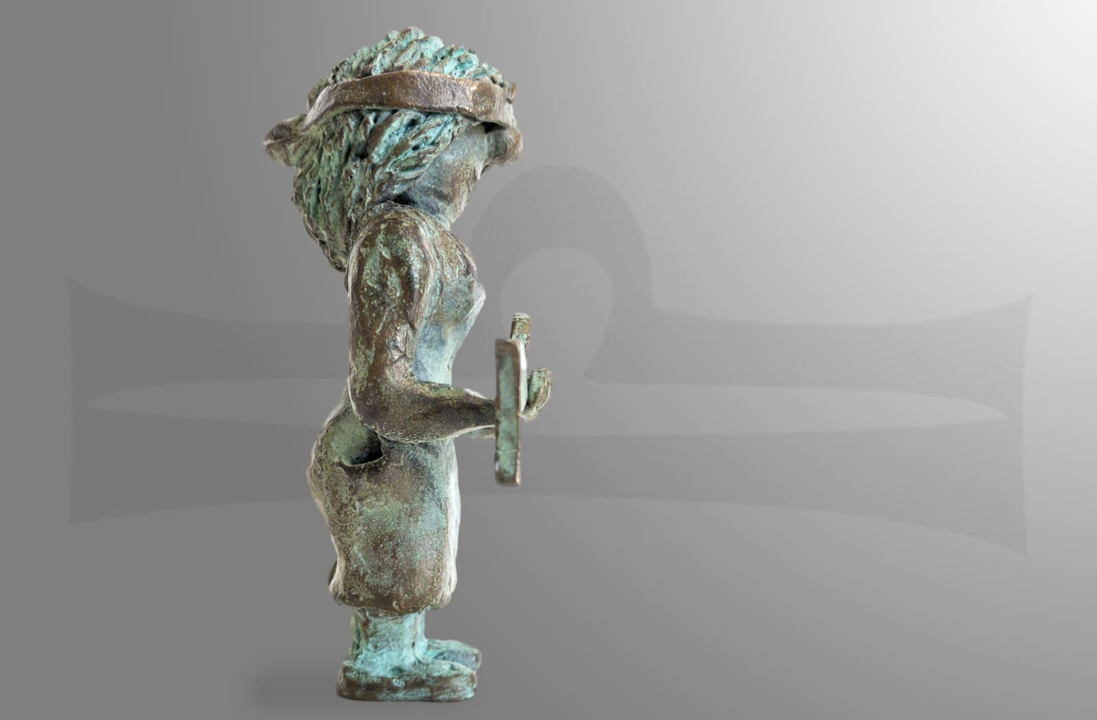 Waage Sternkreiszeichen, limitierte Bronze-Skulptur von E. Wähning