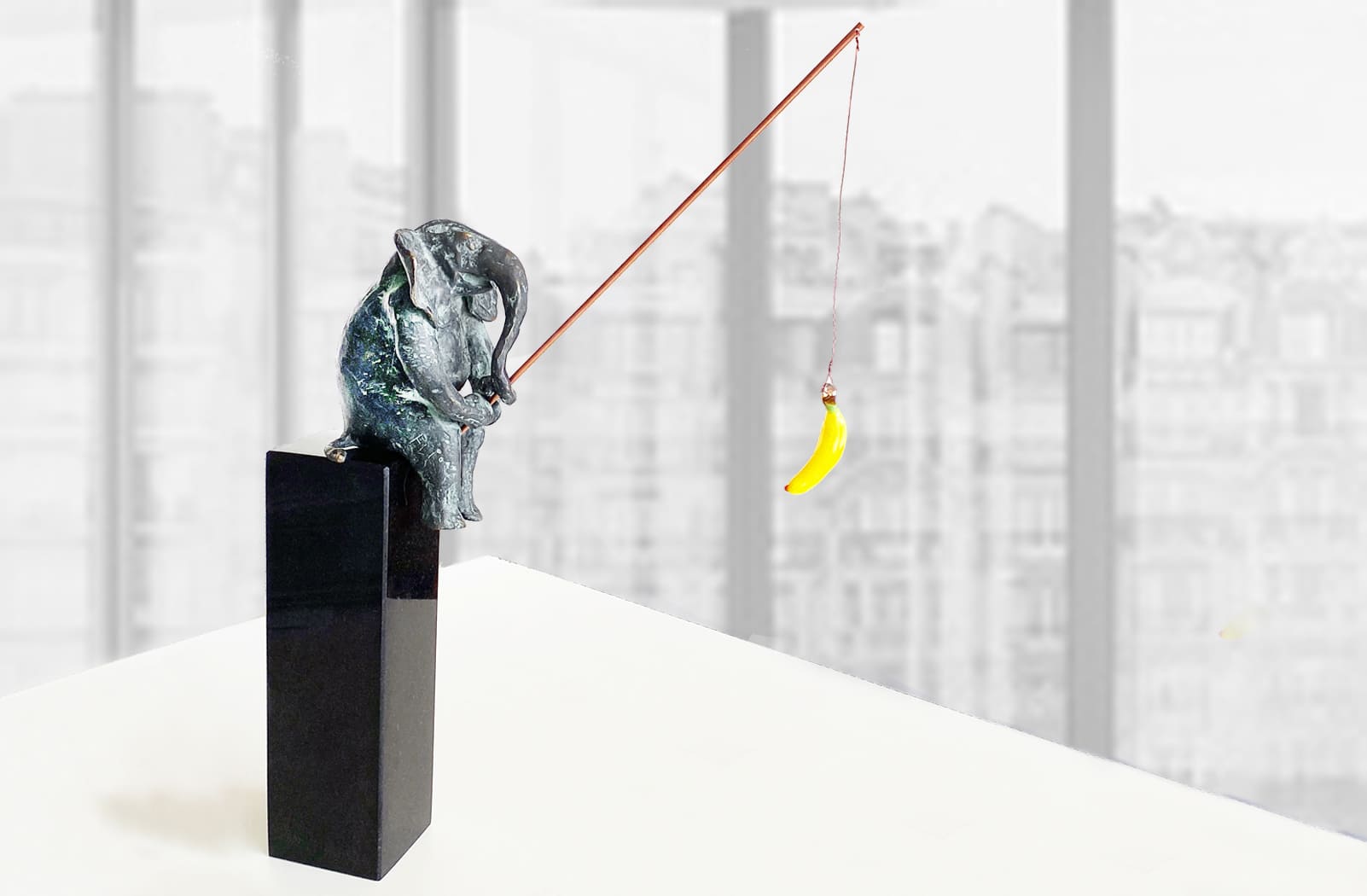 Fishing for friends, Bronze-Skulptur von E. Wähning